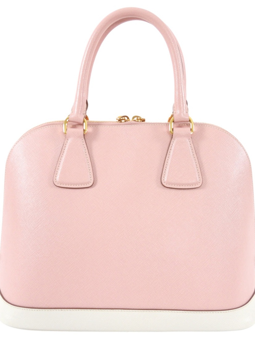 Prada Pink Saffiano Dome Satchel with White Base and Gold Hardware - Picture 10 of 15
